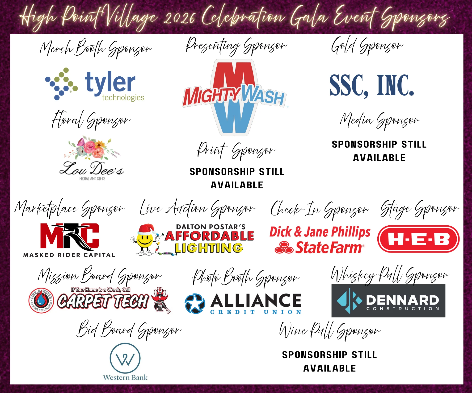Event Sponsors (12 x 10 in)